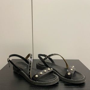 Black pearl detailing sandals